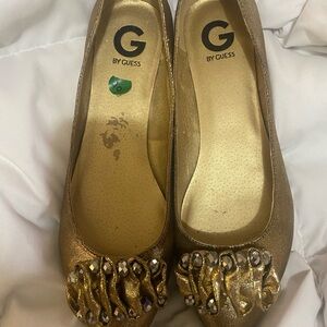 Guess Gold Flats with Embellished Toe